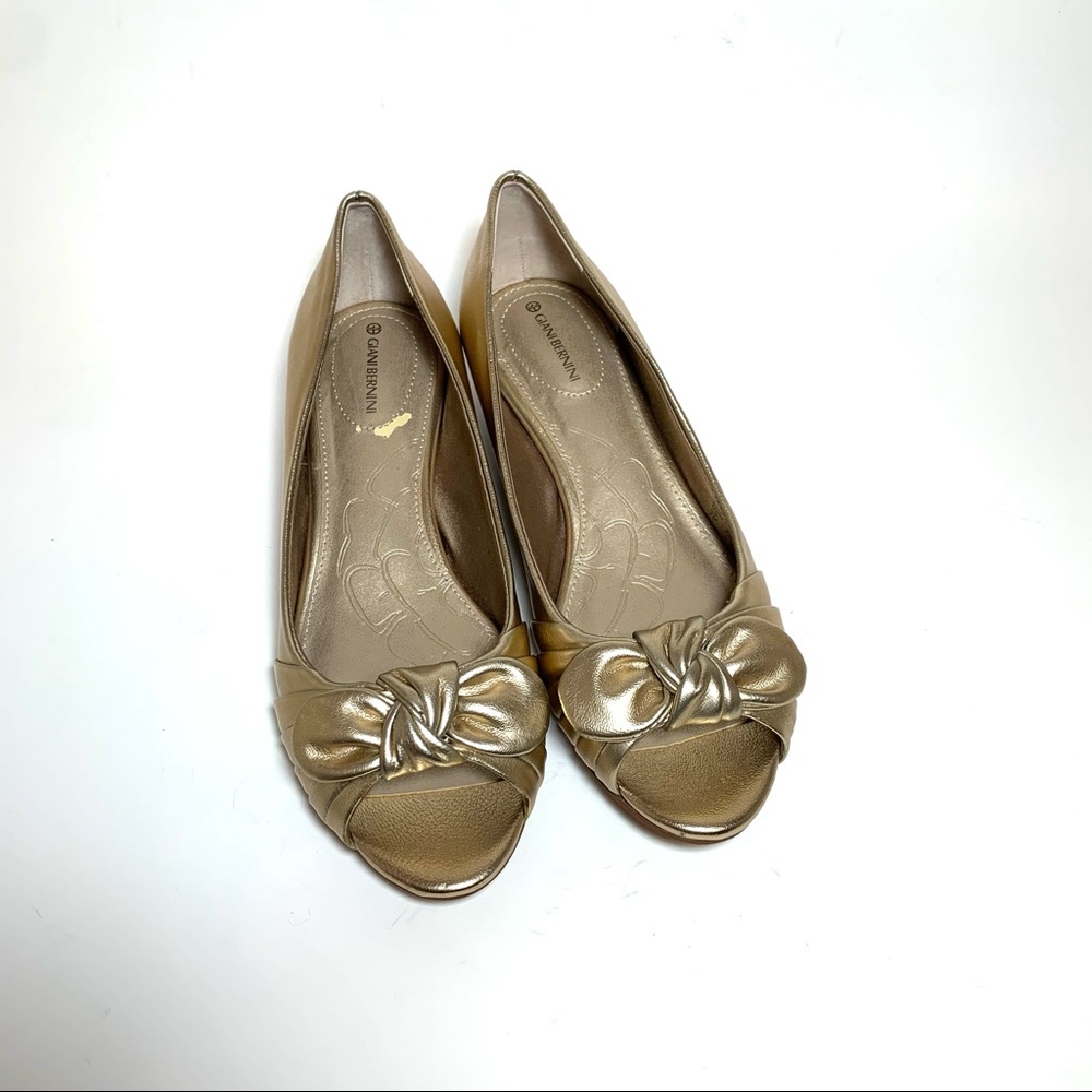 Gianni Bernini Peep Toe Wedge Heel Pump Singa, Gold